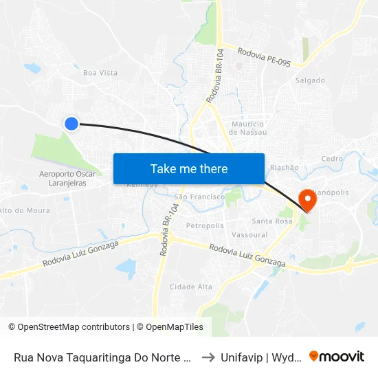 Rua Nova Taquaritinga Do Norte 165 to Unifavip | Wyden map