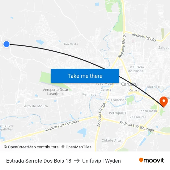 Estrada Serrote Dos Bois 18 to Unifavip | Wyden map