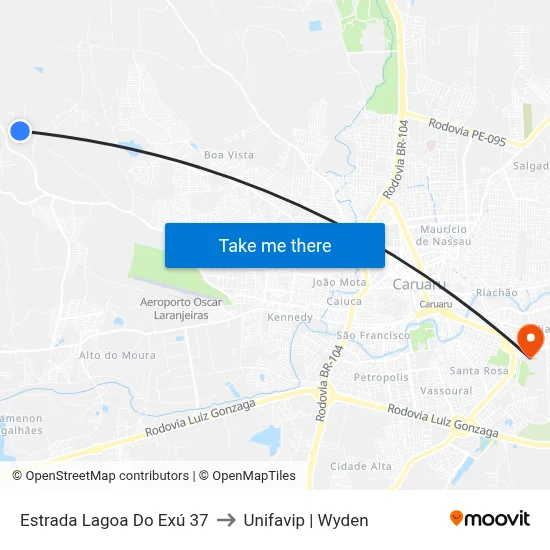 Estrada Lagoa Do Exú 37 to Unifavip | Wyden map