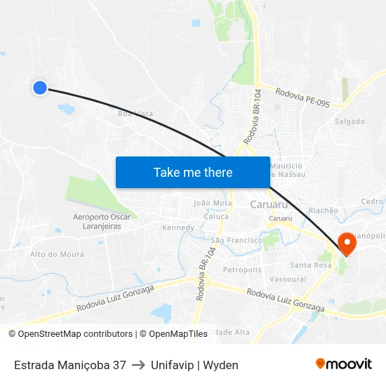 Estrada Maniçoba 37 to Unifavip | Wyden map