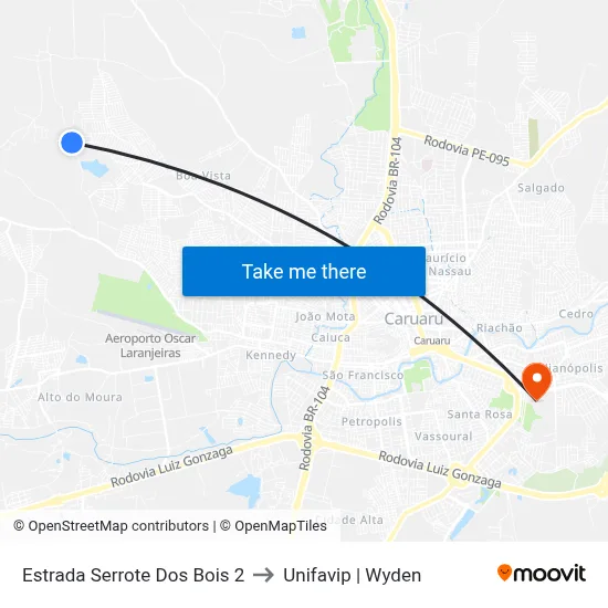 Estrada Serrote Dos Bois 2 to Unifavip | Wyden map