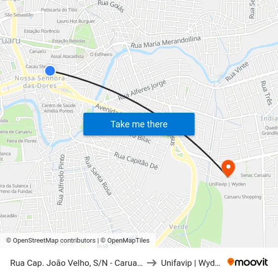 Rua Cap. João Velho, S/N - Caruaru to Unifavip | Wyden map