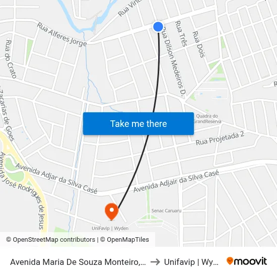 Avenida Maria De Souza Monteiro, 264 to Unifavip | Wyden map