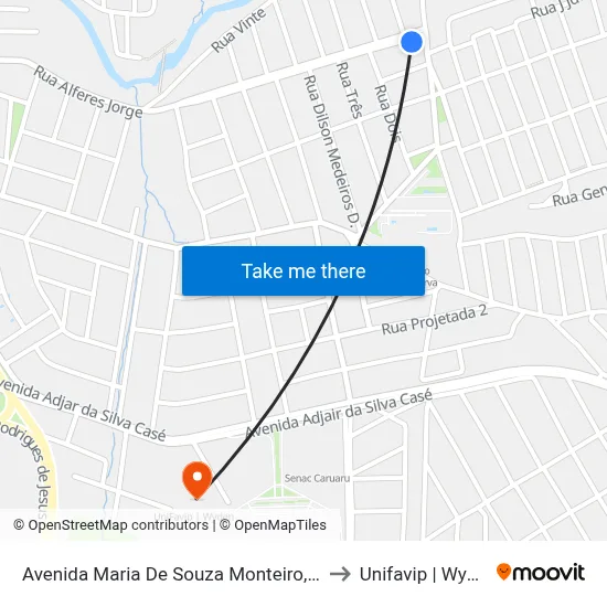 Avenida Maria De Souza Monteiro, 526 to Unifavip | Wyden map