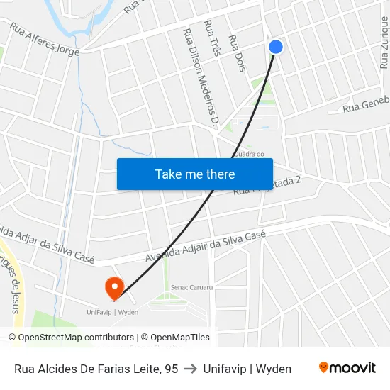 Rua Alcides De Farias Leite, 95 to Unifavip | Wyden map