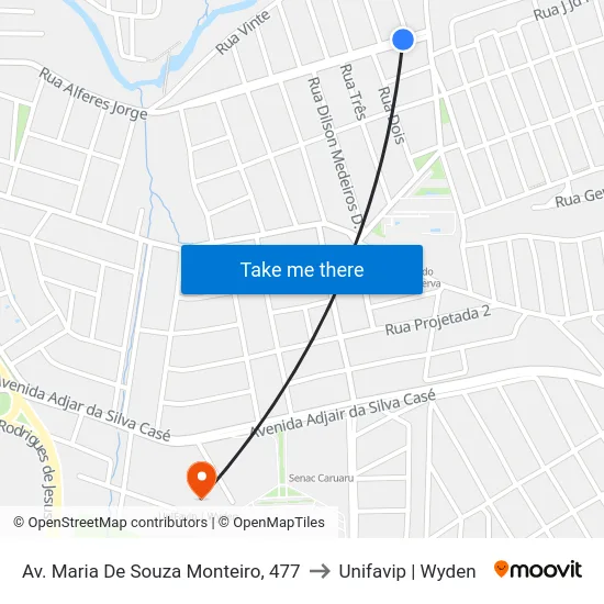 Av. Maria De Souza Monteiro, 477 to Unifavip | Wyden map