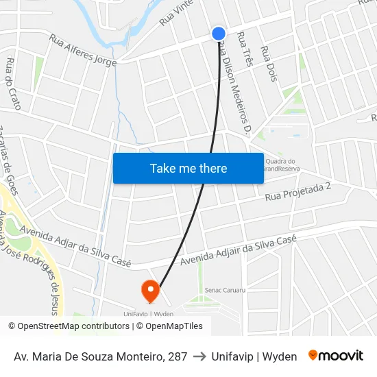Av. Maria De Souza Monteiro, 287 to Unifavip | Wyden map