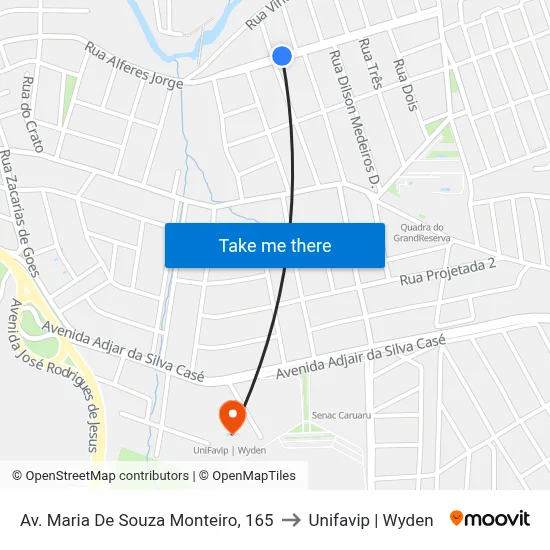 Av. Maria De Souza Monteiro, 165 to Unifavip | Wyden map