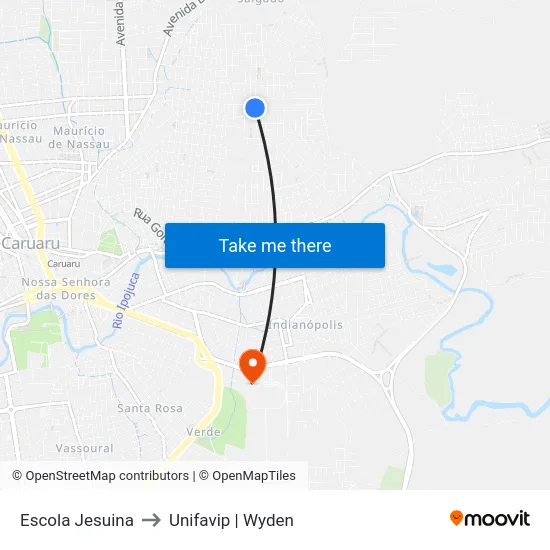 Escola Jesuina to Unifavip | Wyden map