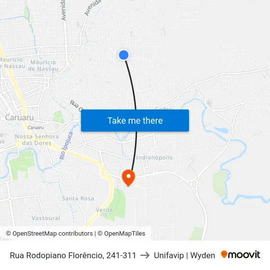 Rua Rodopiano Florêncio, 241-311 to Unifavip | Wyden map