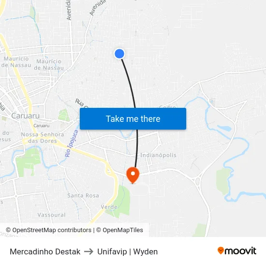 Mercadinho Destak to Unifavip | Wyden map