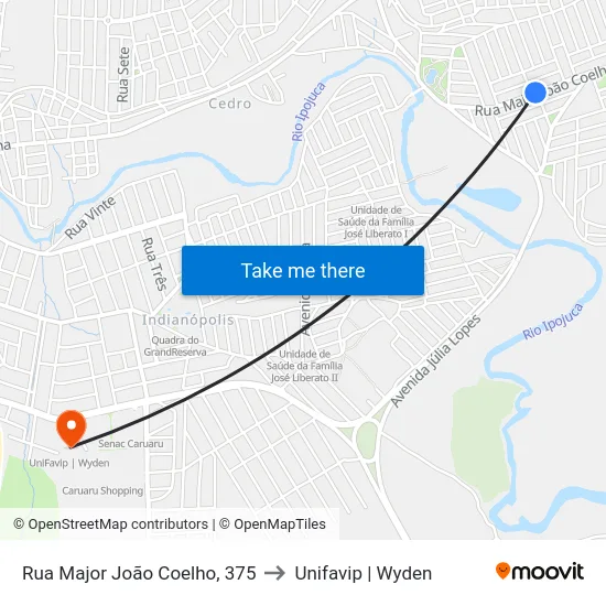 Rua Major João Coelho, 375 to Unifavip | Wyden map