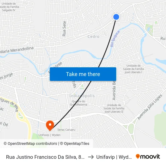 Rua Justino Francisco Da Silva, 878 to Unifavip | Wyden map