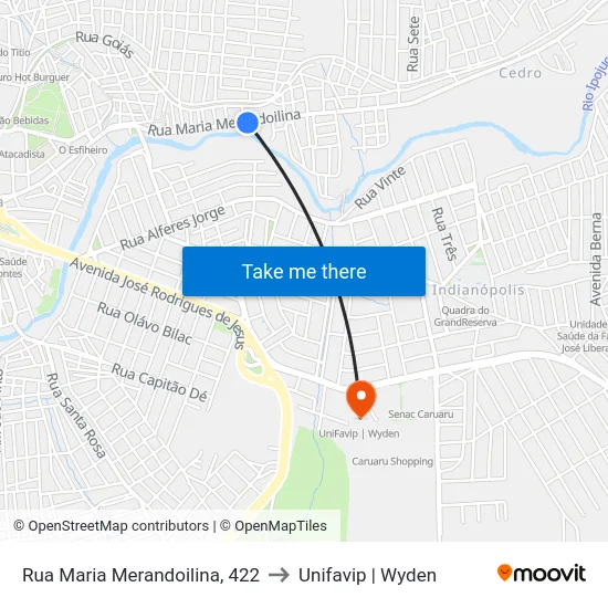 Rua Maria Merandoilina, 422 to Unifavip | Wyden map