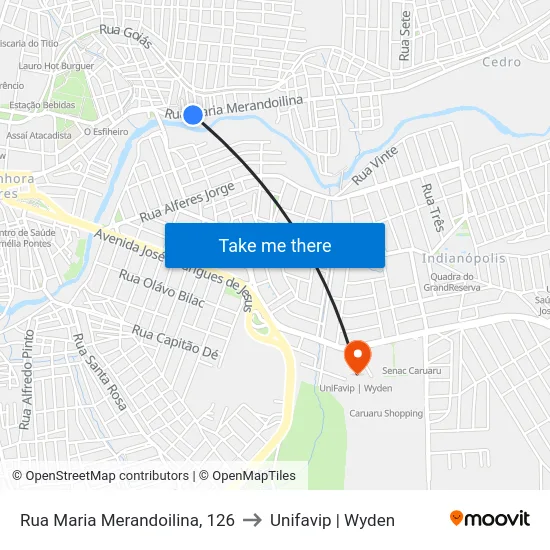 Rua Maria Merandoilina, 126 to Unifavip | Wyden map