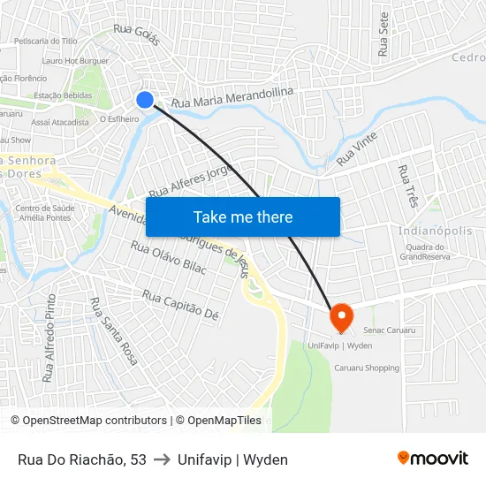 Rua Do Riachão, 53 to Unifavip | Wyden map