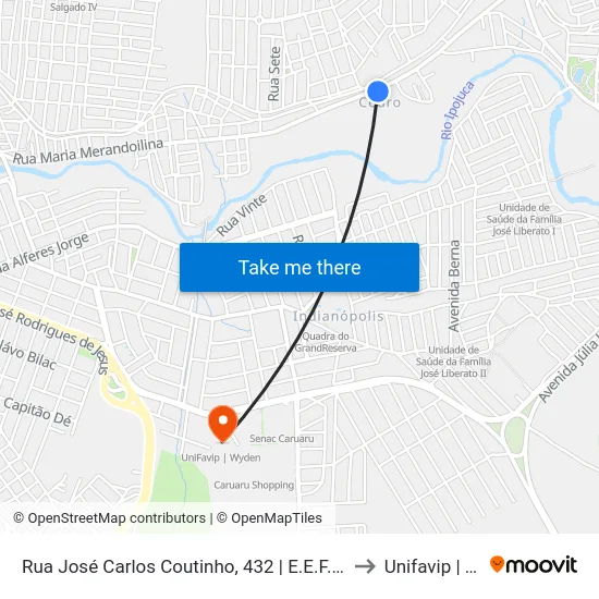 Rua José Carlos Coutinho, 432 | E.E.F. Paulina Monteiro to Unifavip | Wyden map