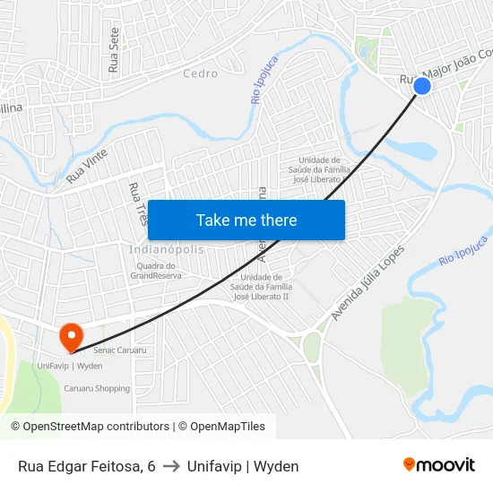 Rua Edgar Feitosa, 6 to Unifavip | Wyden map