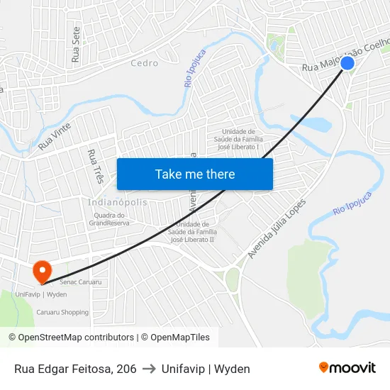 Rua Edgar Feitosa, 206 to Unifavip | Wyden map