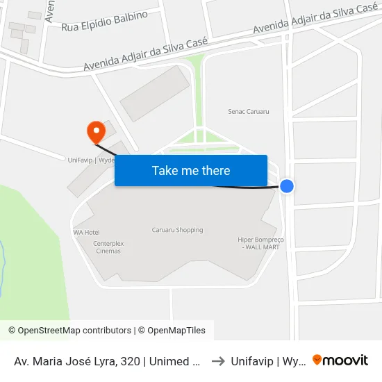 Av. Maria José Lyra, 320 | Unimed Caruaru to Unifavip | Wyden map