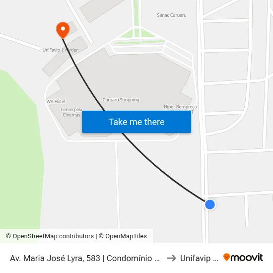 Av. Maria José Lyra, 583 | Condomínio Pq. Caminho Das Aroeiras to Unifavip | Wyden map