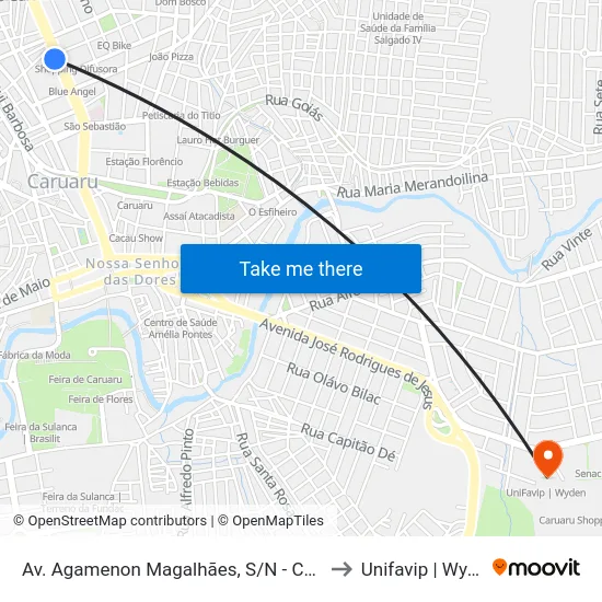 Av. Agamenon Magalhães, S/N - Caruaru to Unifavip | Wyden map