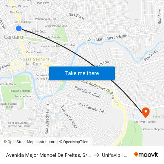 Avenida Major Manoel De Freitas, S/N - Caruaru to Unifavip | Wyden map