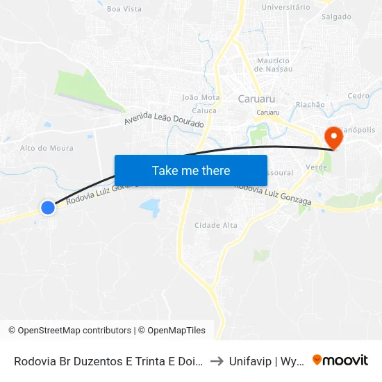 Rodovia Br Duzentos E Trinta E Dois, 733 to Unifavip | Wyden map