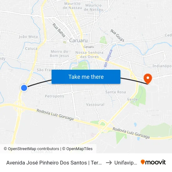 Avenida José Pinheiro Dos Santos | Terminal Rodoviário De Caruaru to Unifavip | Wyden map