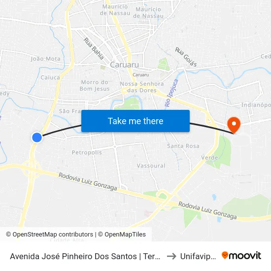 Avenida José Pinheiro Dos Santos | Terminal Rodoviário De Caruaru to Unifavip | Wyden map