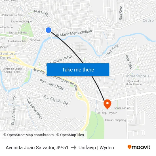 Avenida João Salvador, 49-51 to Unifavip | Wyden map