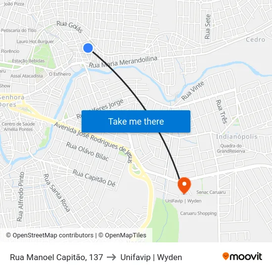 Rua Manoel Capitão, 137 to Unifavip | Wyden map
