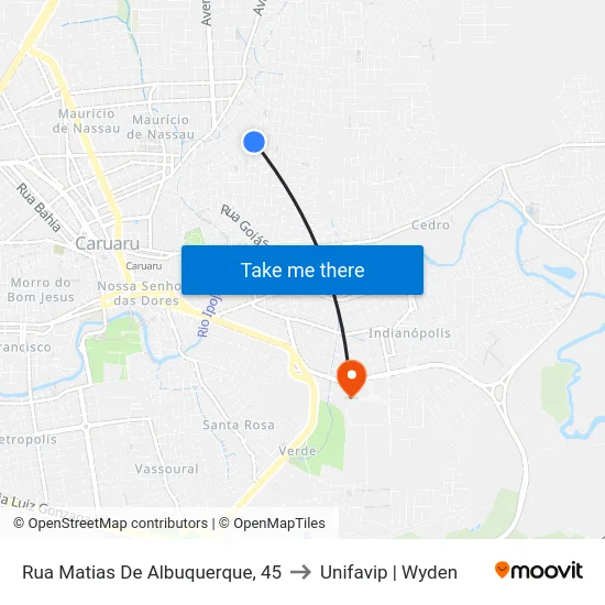 Rua Matias De Albuquerque, 45 to Unifavip | Wyden map