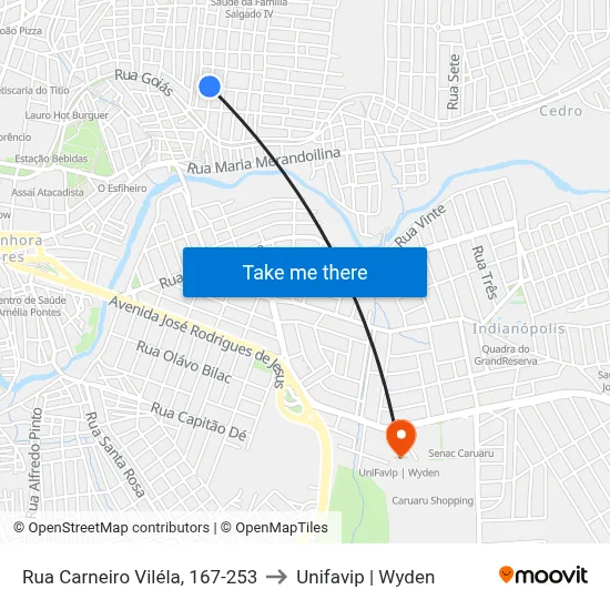 Rua Carneiro Viléla, 167-253 to Unifavip | Wyden map