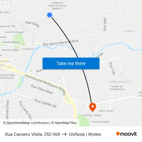 Rua Carneiro Viléla, 352-368 to Unifavip | Wyden map