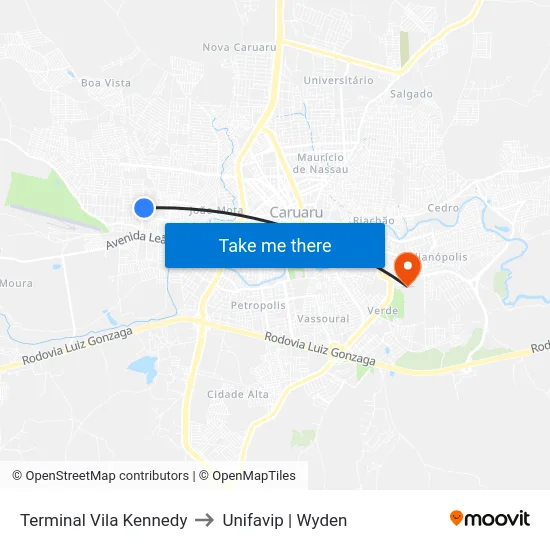 Terminal Vila Kennedy to Unifavip | Wyden map