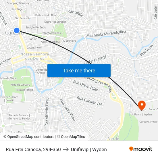 Rua Frei Caneca, 294-350 to Unifavip | Wyden map