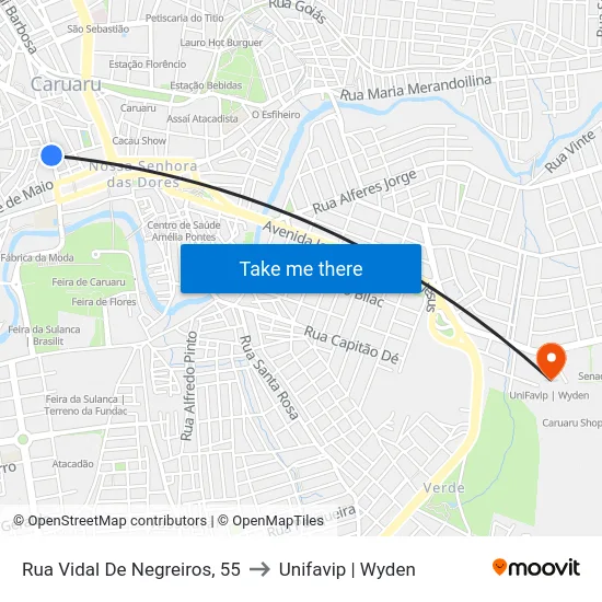 Rua Vidal De Negreiros, 55 to Unifavip | Wyden map