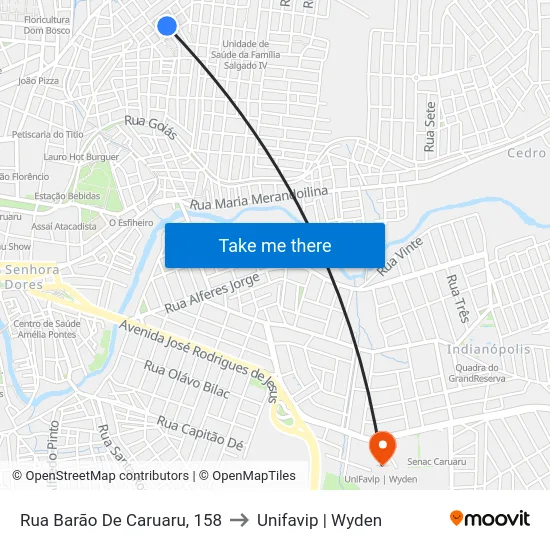 Rua Barão De Caruaru, 158 to Unifavip | Wyden map