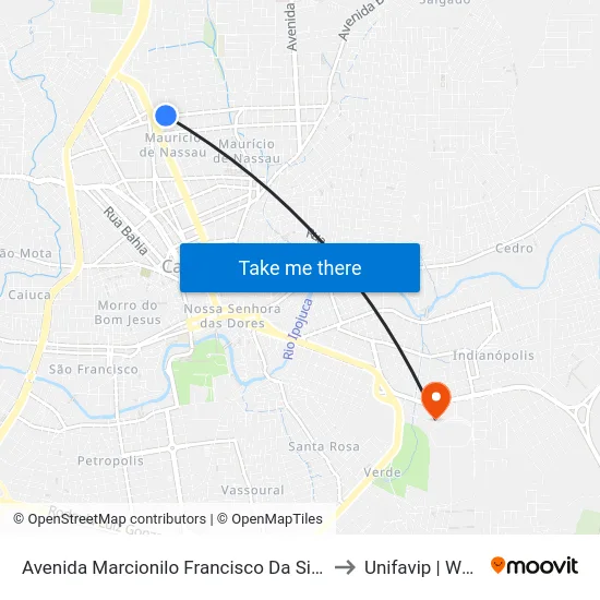Avenida Marcionilo Francisco Da Silva, 151 to Unifavip | Wyden map