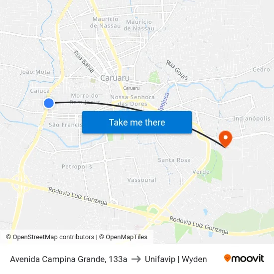 Avenida Campina Grande, 133a to Unifavip | Wyden map