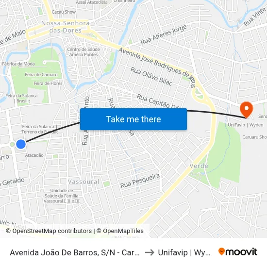 Avenida João De Barros, S/N - Caruaru to Unifavip | Wyden map