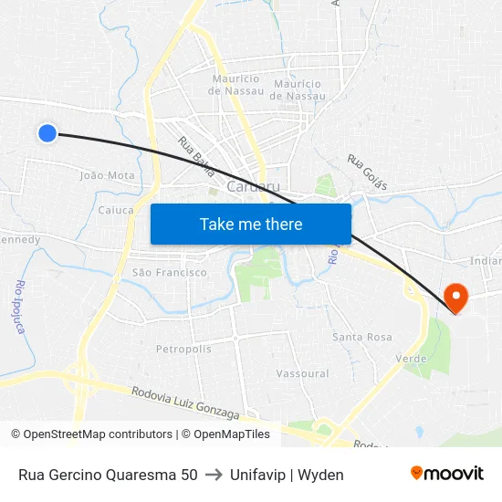 Rua Gercino Quaresma 50 to Unifavip | Wyden map