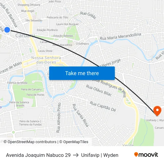 Avenida Joaquim Nabuco 29 to Unifavip | Wyden map