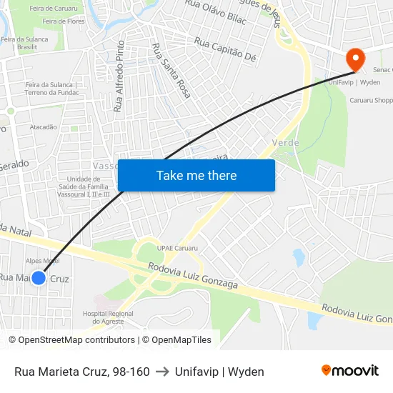Rua Marieta Cruz, 98-160 to Unifavip | Wyden map