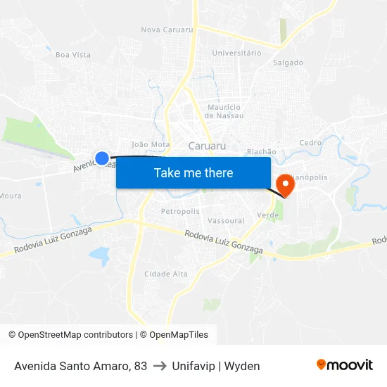 Avenida Santo Amaro, 83 to Unifavip | Wyden map
