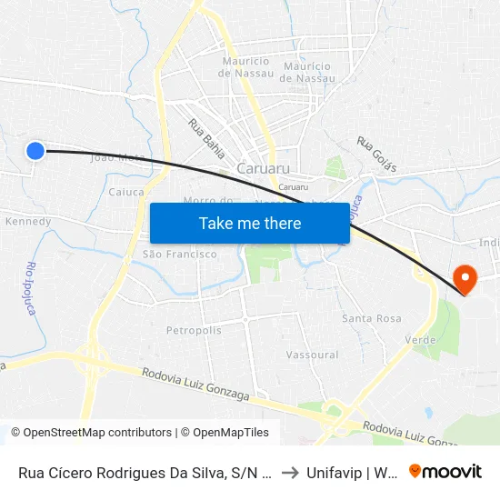 Rua Cícero Rodrigues Da Silva, S/N - Caruaru to Unifavip | Wyden map