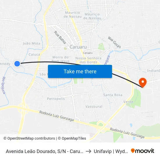 Avenida Leão Dourado, S/N - Caruaru to Unifavip | Wyden map
