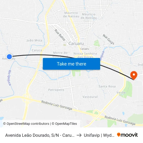 Avenida Leão Dourado, S/N - Caruaru to Unifavip | Wyden map