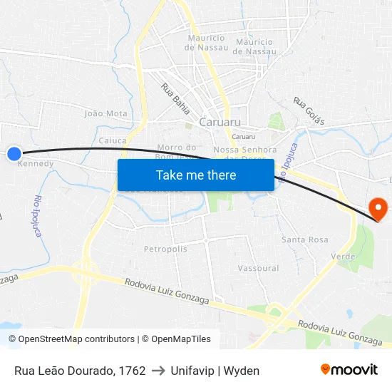 Rua Leão Dourado, 1762 to Unifavip | Wyden map